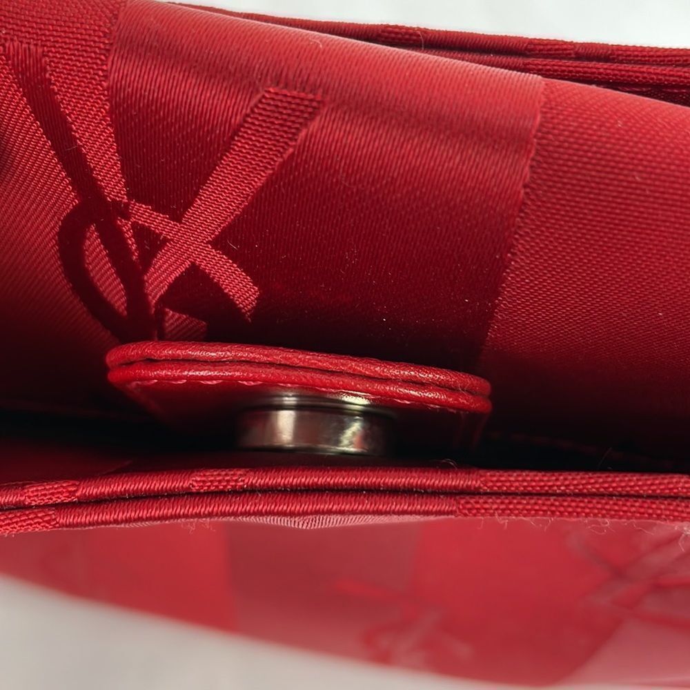 Yves St Laurent Vintage Red Satin Logo Bag - Picture 9 of 10